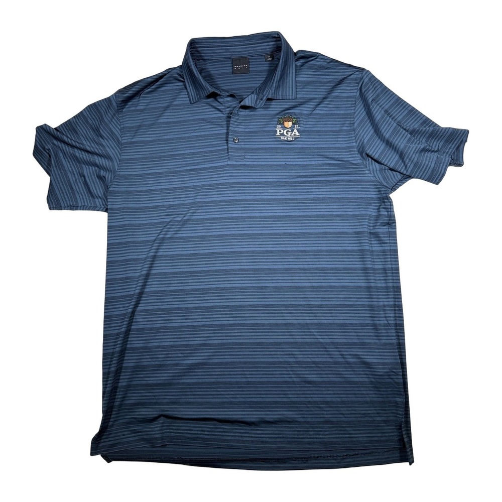 DUNNING GOLF PGA Oak Hill 2023 Mens XL Polo Shirt Blue‎ Stripe Performance